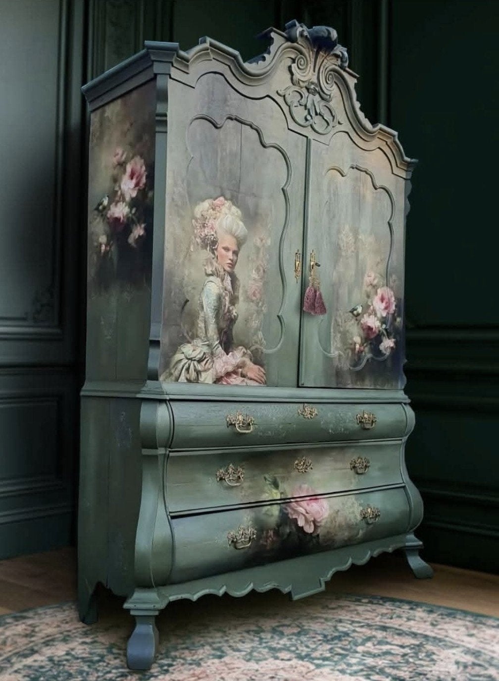 Luxe Gerestylde Barok Kabinetkast, Antiek en Kunst, Curiosa en Brocante, Ophalen of Verzenden