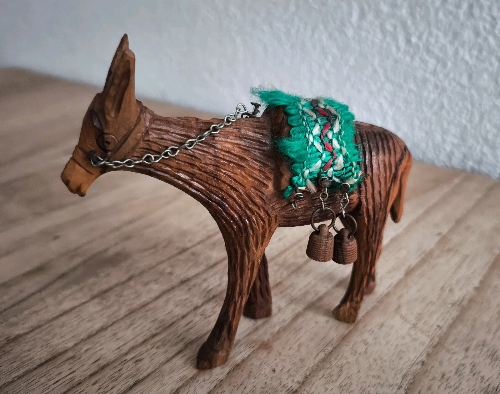 Vintage handgesneden ezel retro houten beeldje, Ophalen of Verzenden, Zo goed als nieuw, Paard, Beeldje of Figuurtje