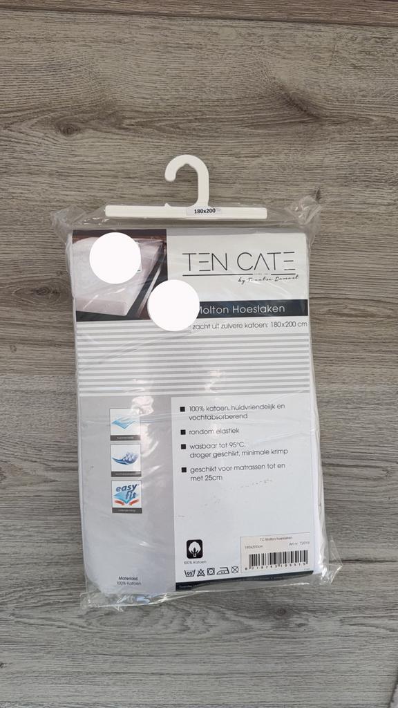 Ten Cate hoeslaken 180x200cm, Ophalen, Zo goed als nieuw, Wit, Handdoek