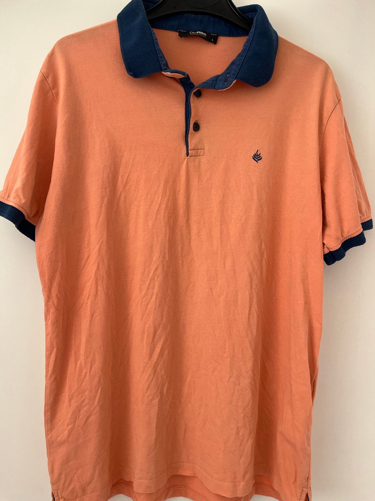 DioRise Polo Shirt Oranje/Blauw Maat L, Ophalen of Verzenden, Zo goed als nieuw, Maat 52/54 (L), Oranje