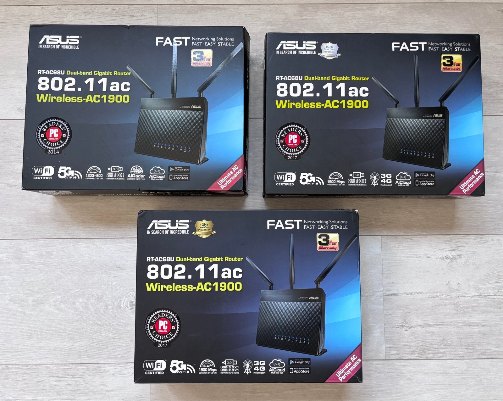 ASUS RT-AC68U Dual-band Gigabit Router (3 stuks) Aimesh, Computers en Software, Routers en Modems, Ophalen of Verzenden, Zo goed als nieuw
