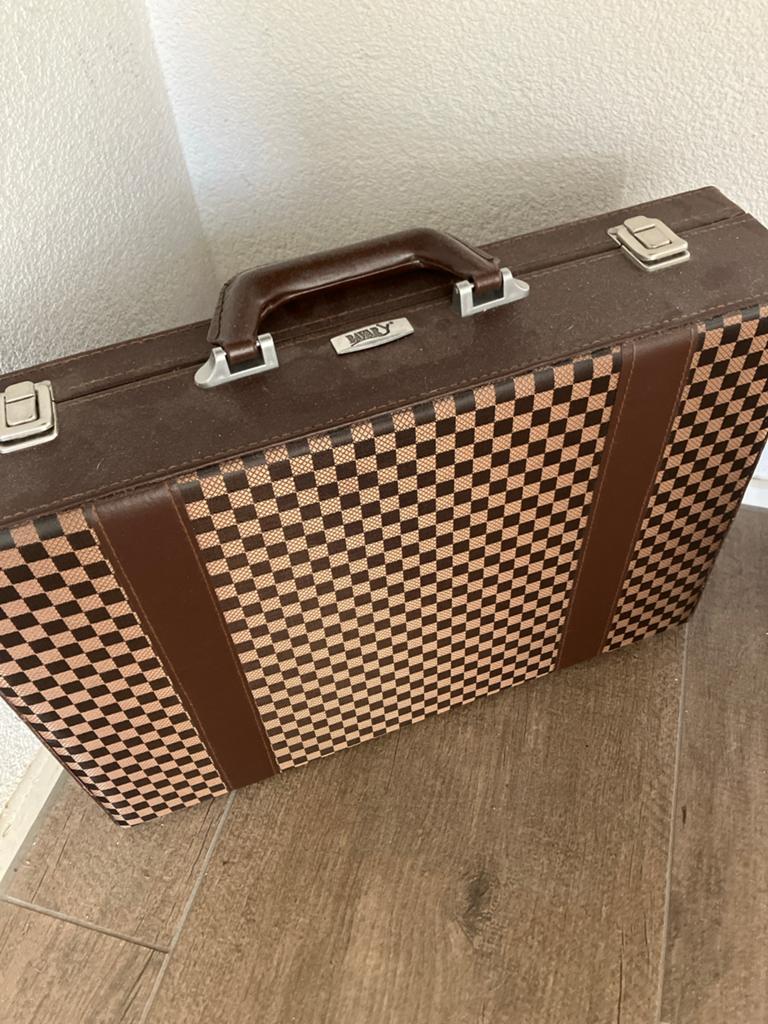 Vintage Bestekkoffer - Leeg - Bruin met Ruitpatroon, Ophalen