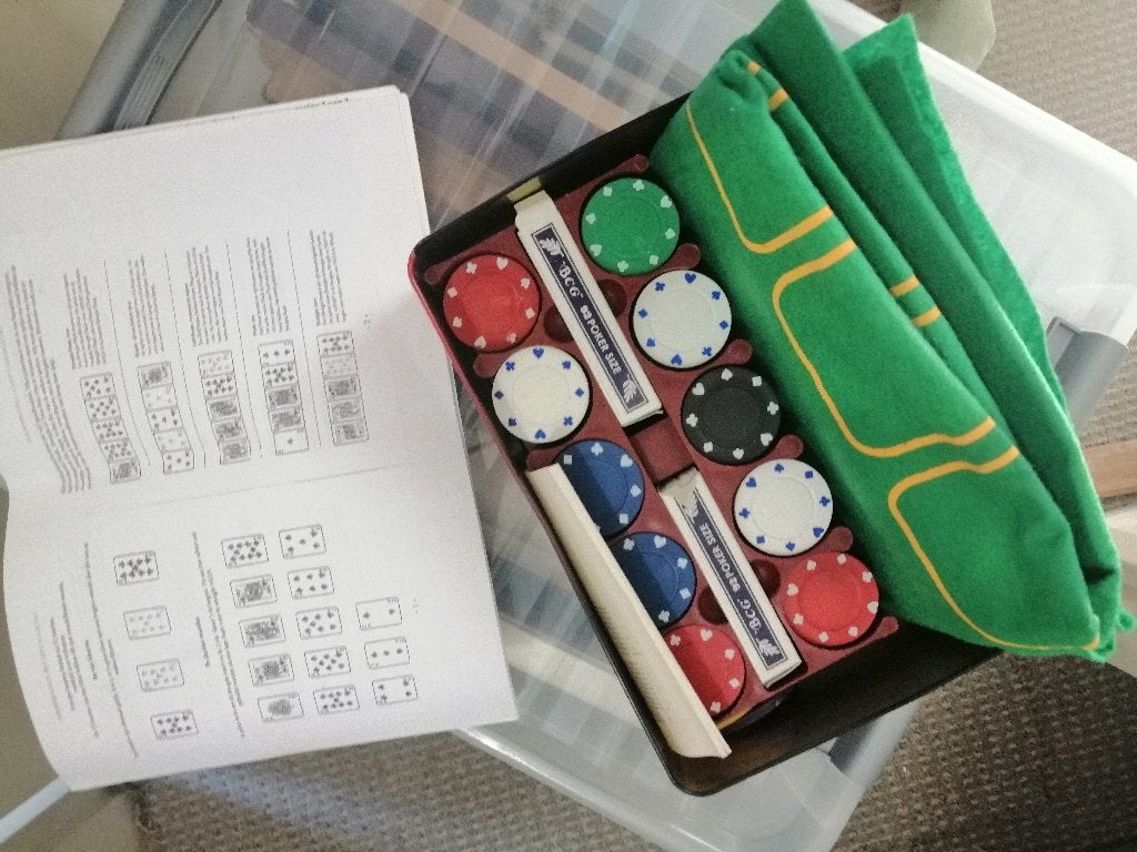 Luxe Texas holdem Pokerset Casino Professionele Chips + Mat, Ophalen of Verzenden, Zo goed als nieuw