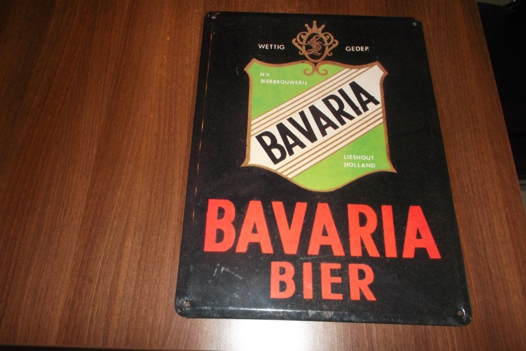 Blikken BAVARIA bier rekl. bord, Ophalen of Verzenden, Zo goed als nieuw, Reclamebord