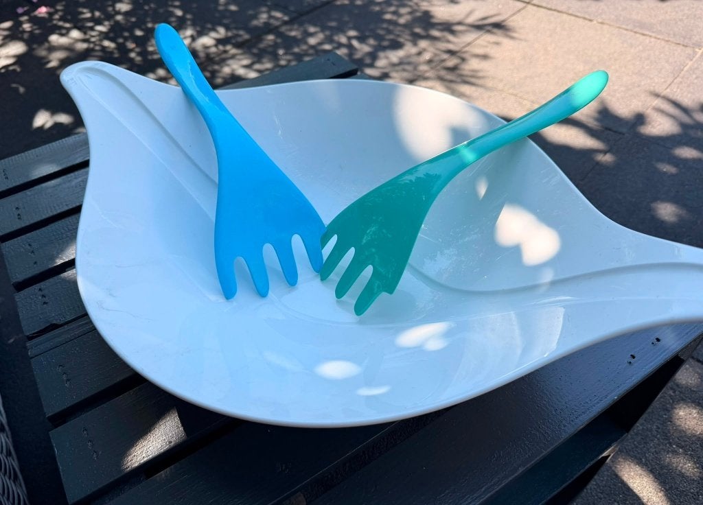 Koziol design slakom / serveerschaal, wit met turquoise, Kunststof, Ophalen of Verzenden, Wit, Overige merken