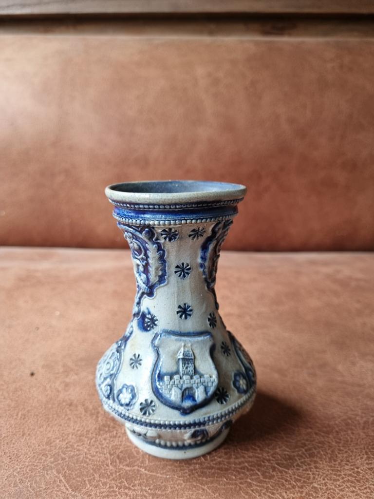 Vintage Westerwald Keramiek Vaasje - Blauw/Grijs, Ophalen of Verzenden