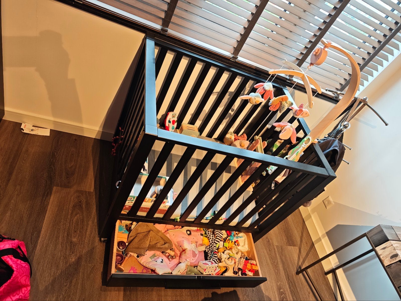 Zwarte Europe Baby Casper box met lade, wieltjes, matras, Ophalen, Gebruikt, Overige typen
