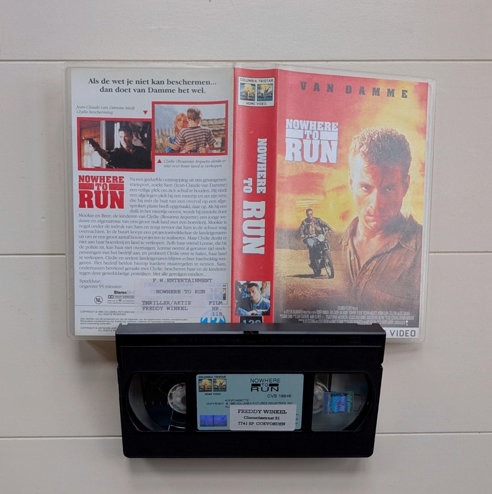 Nowhere to Run (1993) VHS Videoband, Van Damme, Alle leeftijden, Ophalen of Verzenden