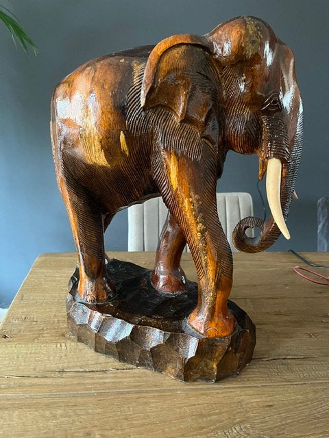 Houten olifant, Ophalen of Verzenden, Gebruikt, Dier