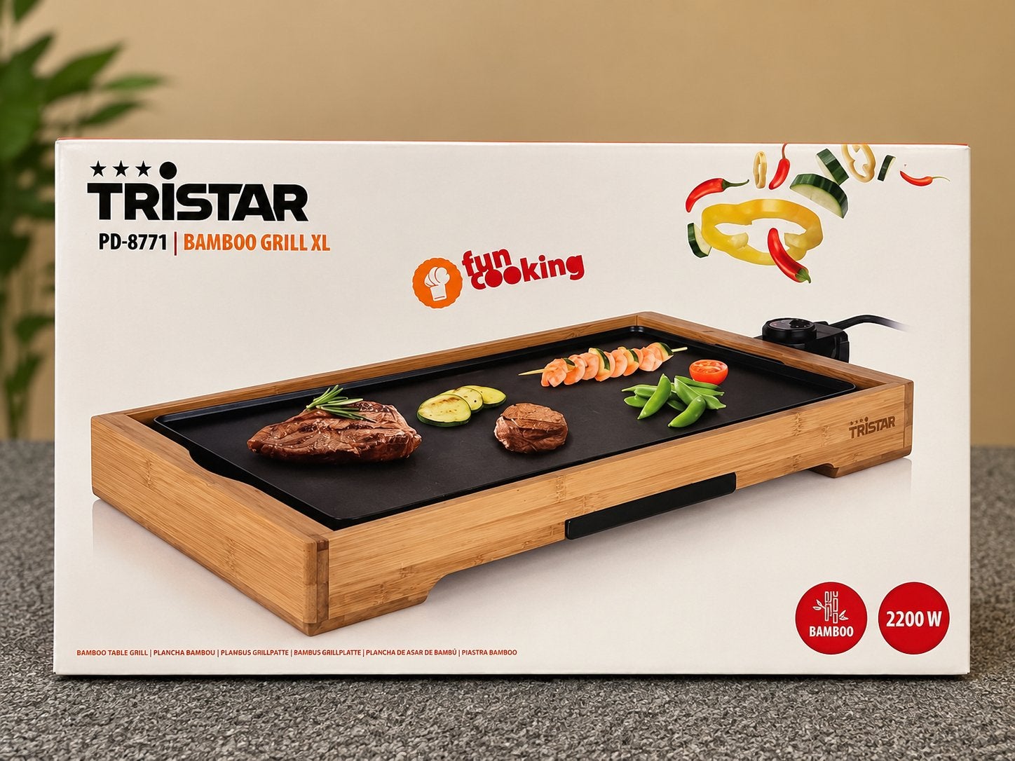 Gloednieuwe Tristar PD-8771 Bamboo Grill XL - Grillplaat, Ophalen, Nieuw