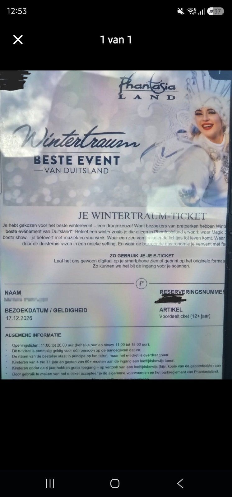5 kaartjes phantasialand wintertraum, Tickets en Kaartjes, Drie personen of meer