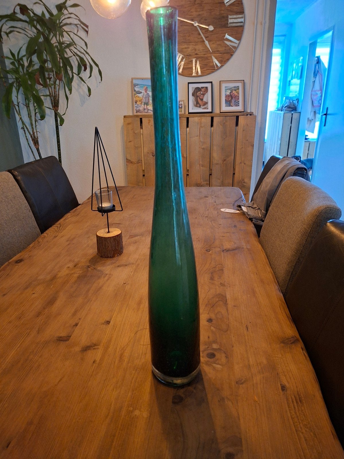Groene glazen vaas 60cm hoog, Antiek en Kunst, Antiek | Vazen, Ophalen of Verzenden