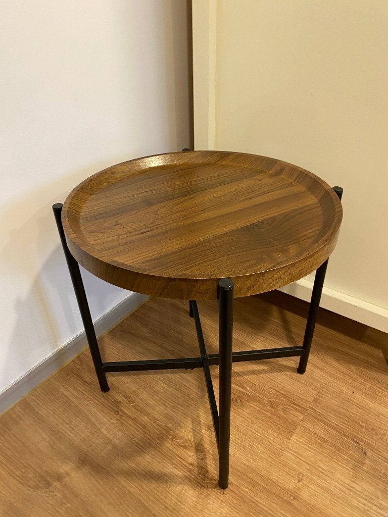 Houten bijzettafeltje, Minder dan 55 cm, Rond, Zo goed als nieuw, Ophalen