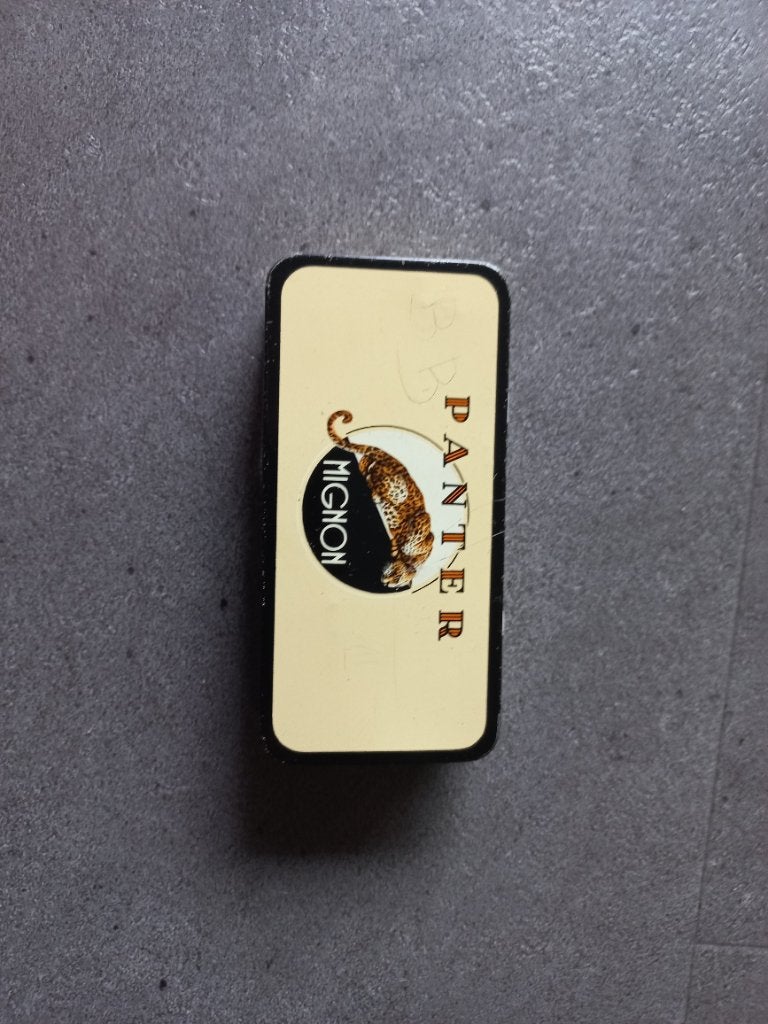 Panter sigarenblikje, Ophalen of Verzenden, Gebruikt, Tabaksdoos of Verpakking