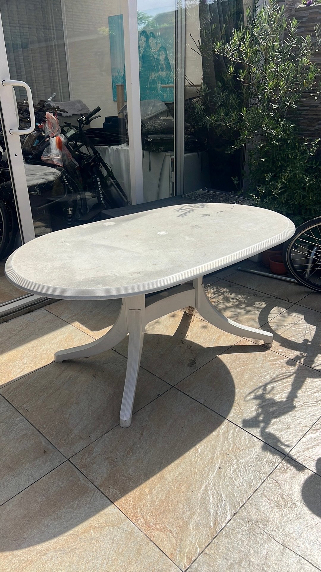 GRATIS MEENEMEN tuintafel, Tuin en Terras, Ophalen, Zo goed als nieuw, Rechthoekig, Hout