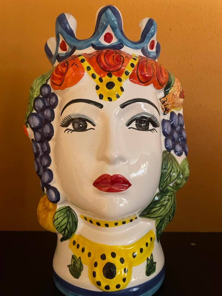 Siciliaanse Moro Vaas - Vrouw, Antiek en Kunst, Antiek | Vazen, Ophalen of Verzenden