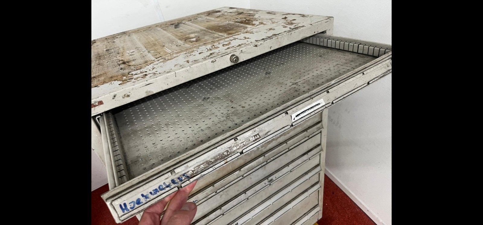 Solide metalen ladenkast in prima staat  - 76x76x108 cm, Huis en Inrichting, Kasten | Ladekasten, Ophalen, Gebruikt, 5 laden of meer