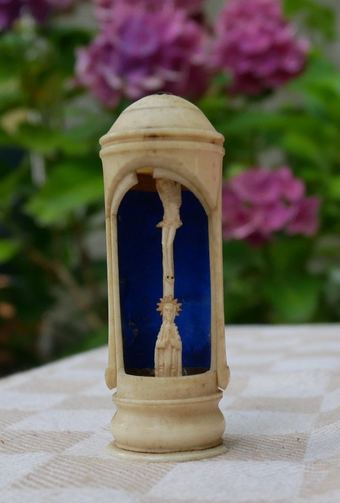 antiek miniatuur crucifix, Ophalen of Verzenden