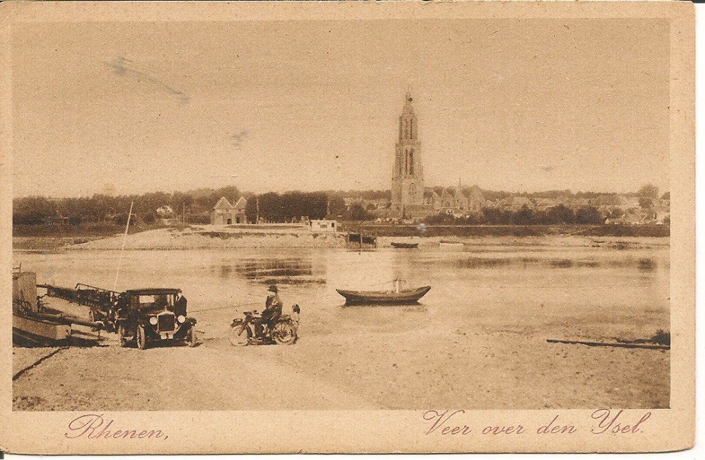 Oude ansichtkaart Rhenen, Veer over den IJsel, Ophalen, 1920 tot 1940, Gelopen, Utrecht