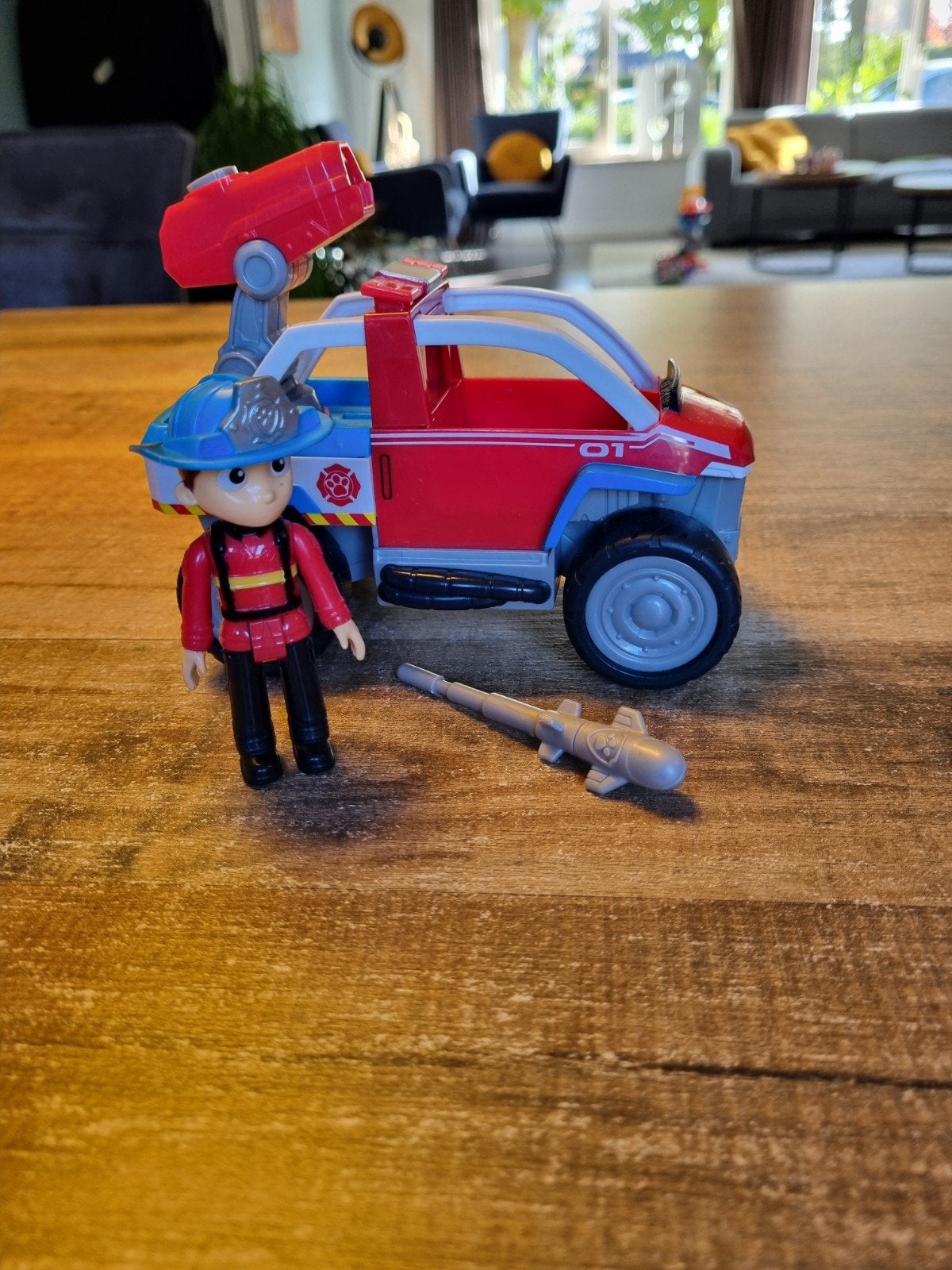 Paw Patrol Ryder's Auto met Ryder en schietfunctie, Ophalen of Verzenden, Zo goed als nieuw