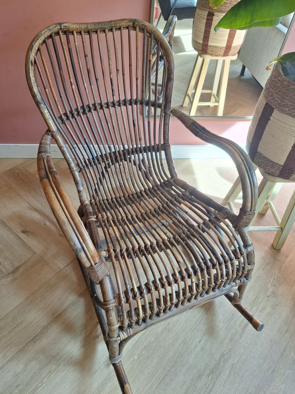 Vintage rotan schommelstoel, Ophalen