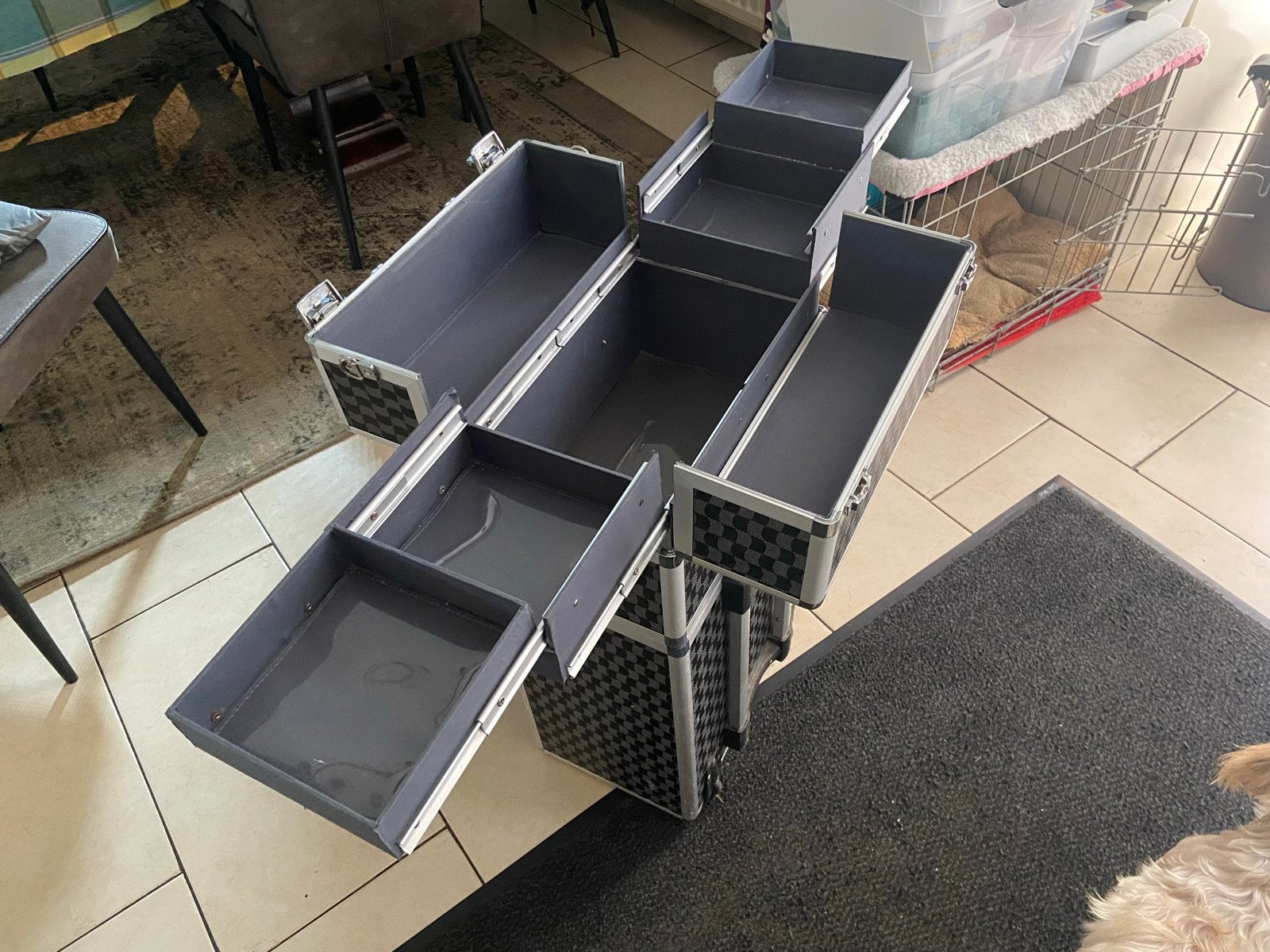 Professionele Make-up Koffer op Wielen - Zwart/Grijs, Ophalen, Nieuw, Zwart, Hardcase
