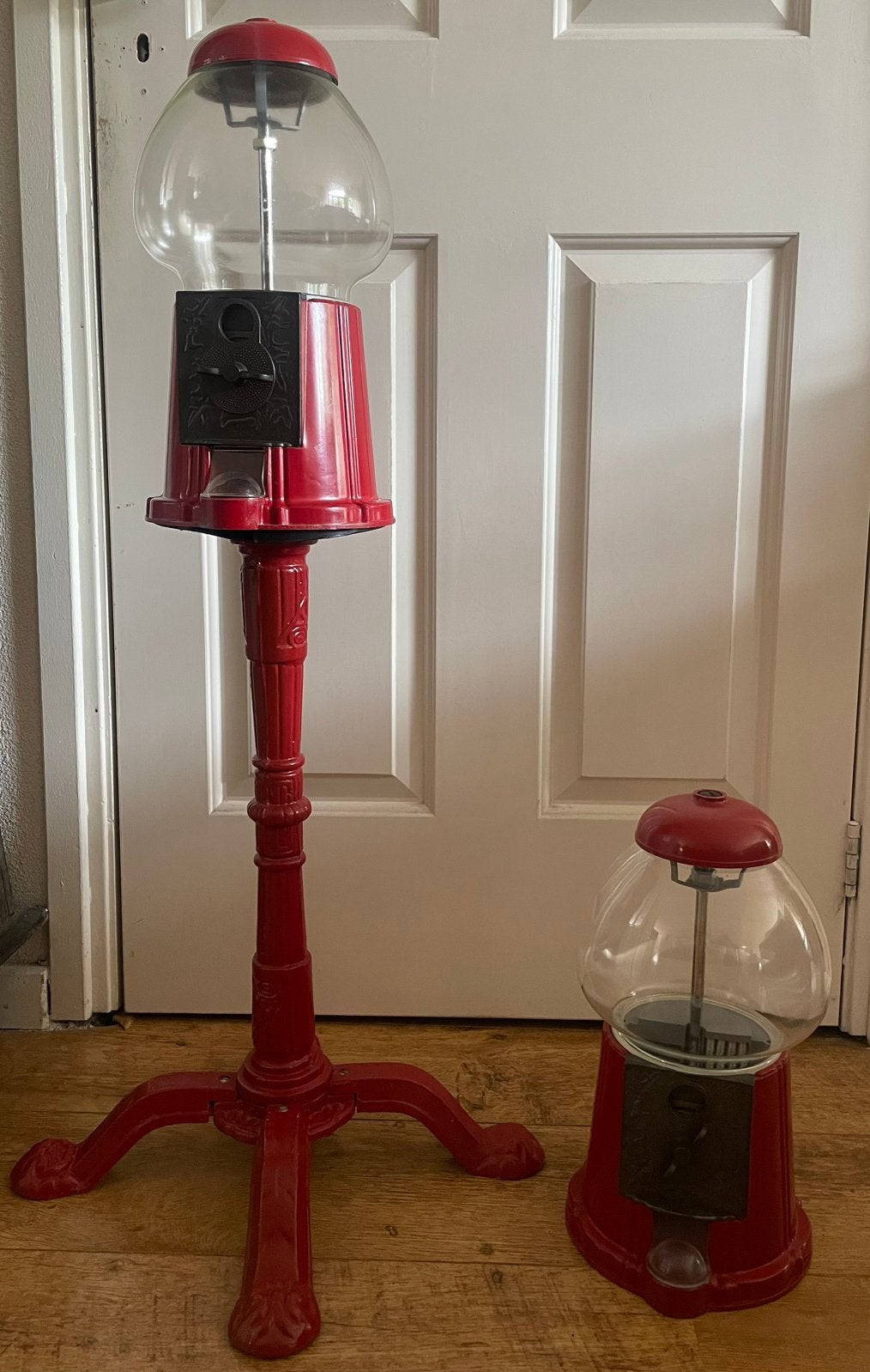 Retro Gietijzeren Gumball Machines met Glazen Bollen, Verzamelen, Automaten | Overige, Ophalen of Verzenden, Gebruikt