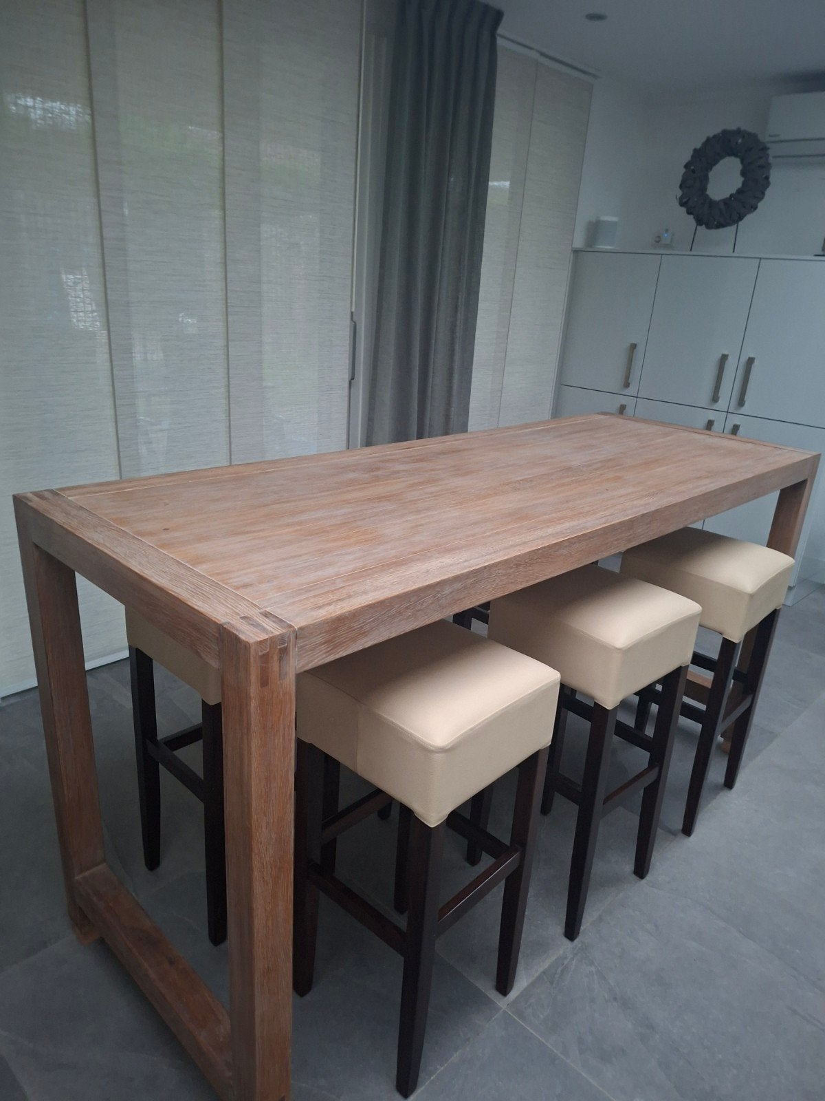 bartafel met 6 krukken, 5 krukken of meer, Ophalen of Verzenden, 60 tot 90 cm