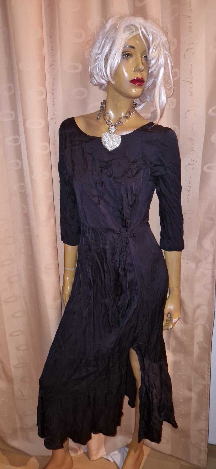 Sissy Boy M Zwarte elegante jurk met split en 3/4 mouwen, Kleding | Dames, Maat 38/40 (M), Zwart, Ophalen of Verzenden, Zo goed als nieuw