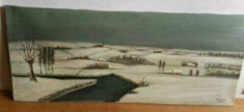 Olieverf op doek winterlandschap M. Vantyghem, Ophalen