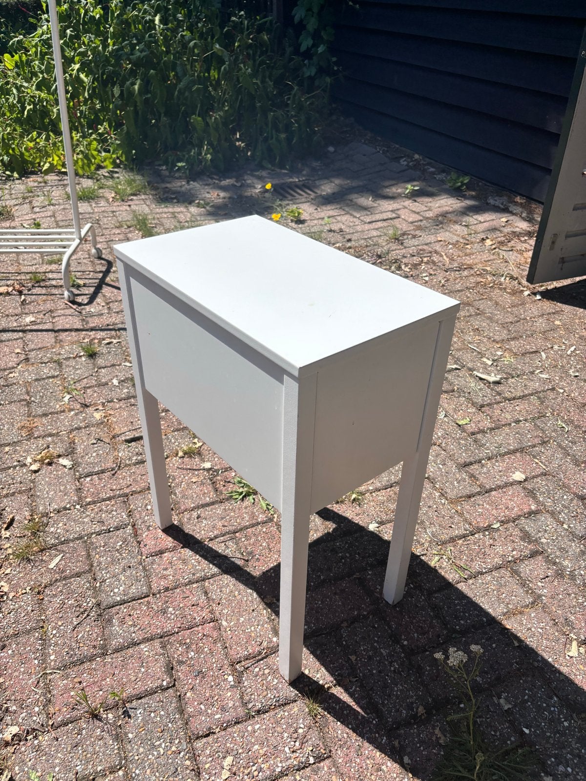 Wit Nachttafeltje met Lade, Ophalen, Gebruikt, Minder dan 45 cm, 55 tot 70 cm