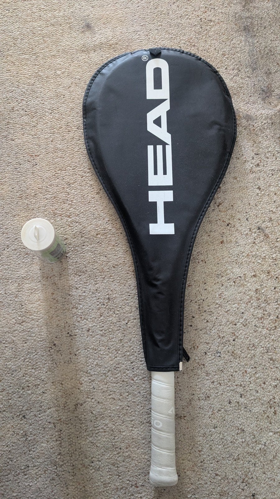 Head squash racket met hoes en Artengo squash ballen, Sport en Fitness, Tennis, Ophalen, Gebruikt, Racket, Head