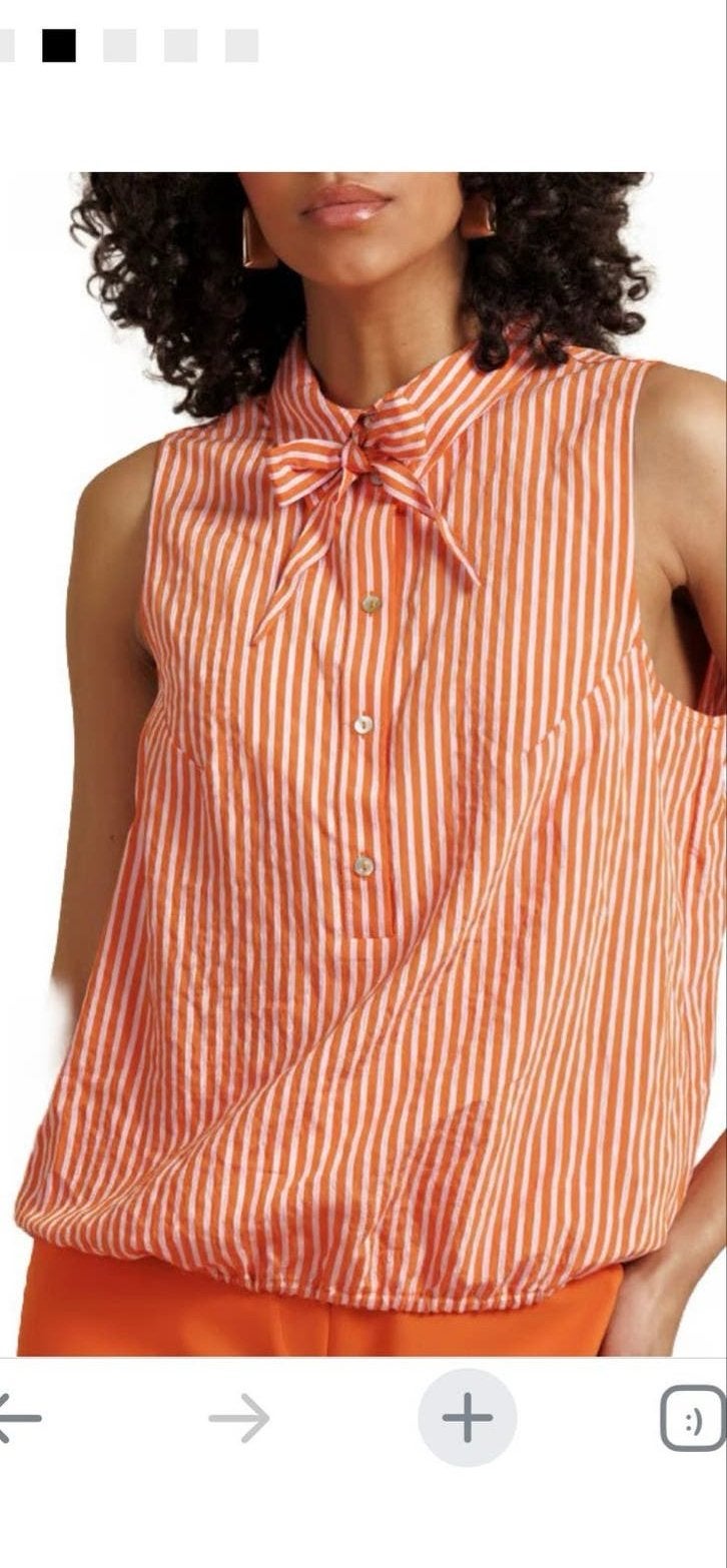 Studio Anneloes mouwl blouse oranje/wit gestreept maat L, Ophalen of Verzenden, Nieuw, Maat 42/44 (L), Oranje