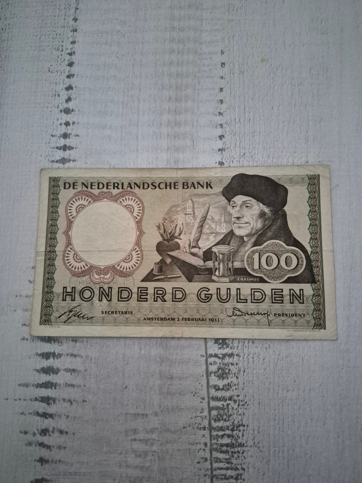 Zeldzaam 100 Gulden biljet uit 1953 - Erasmus, Postzegels en Munten, Bankbiljetten | Nederland, Ophalen of Verzenden, 100 gulden