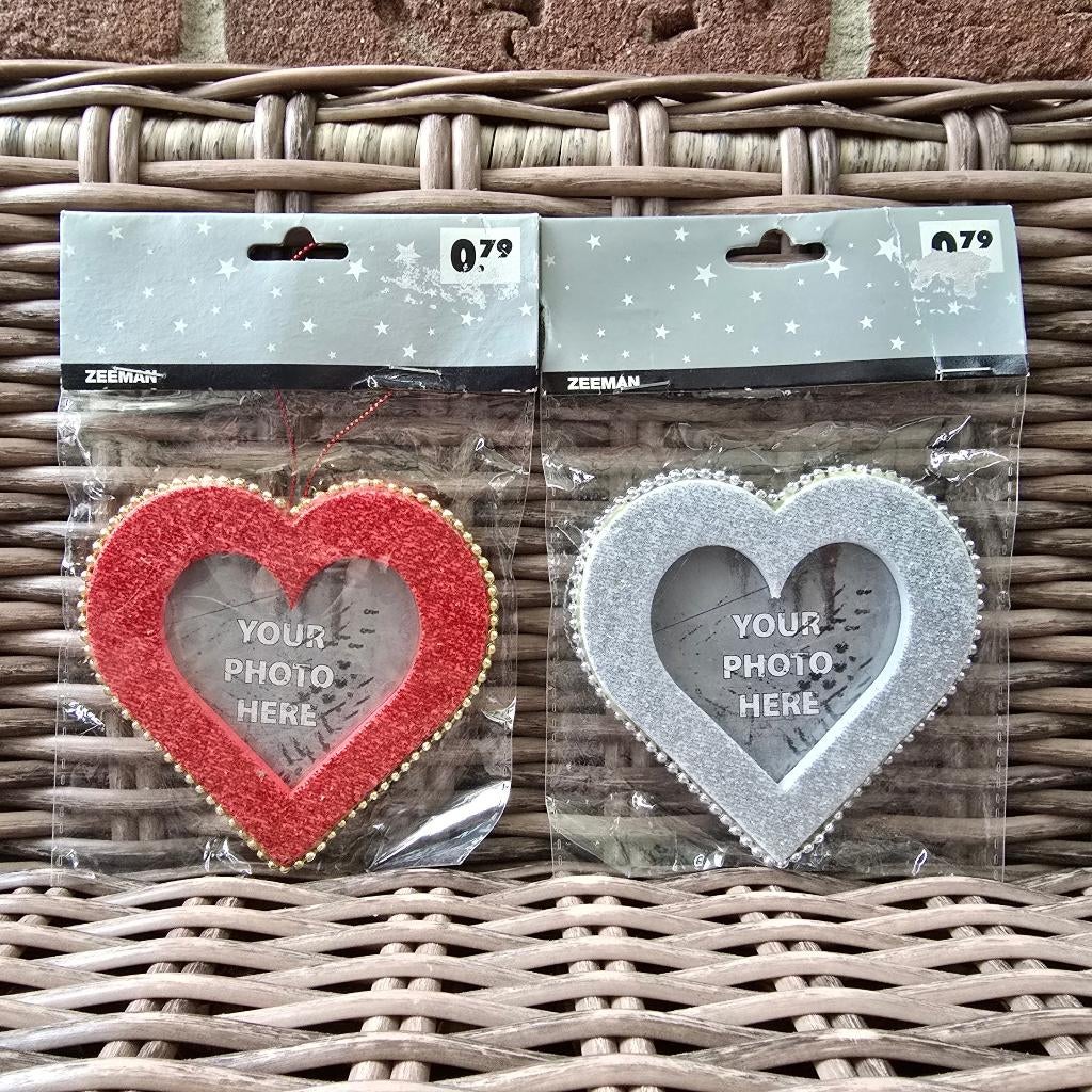 Cadeau tip!❤ 2 fotolijstjes hartjes met glitters, Ophalen of Verzenden, Nieuw