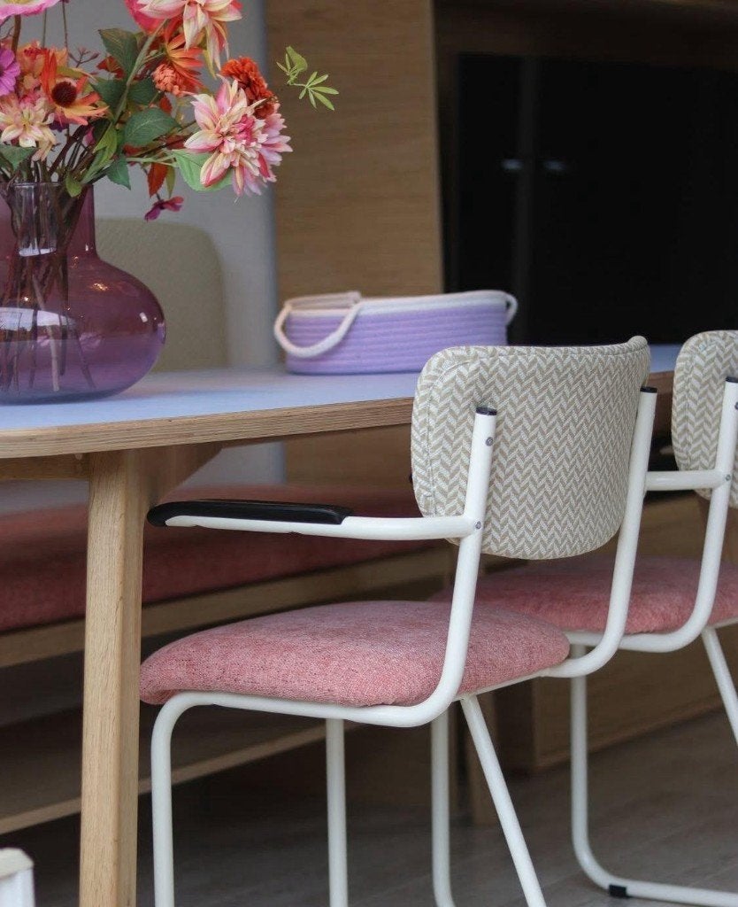 schoolstoel vintage eetkamerstoel met stof naar wens, Huis en Inrichting, Stoelen, Overige kleuren, Verzenden, Nieuw, Stof