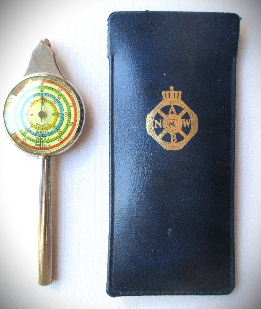 Curvimeter~Vintage Kaartmeter met Etui - ANWB~Kilometer tel, Ophalen of Verzenden