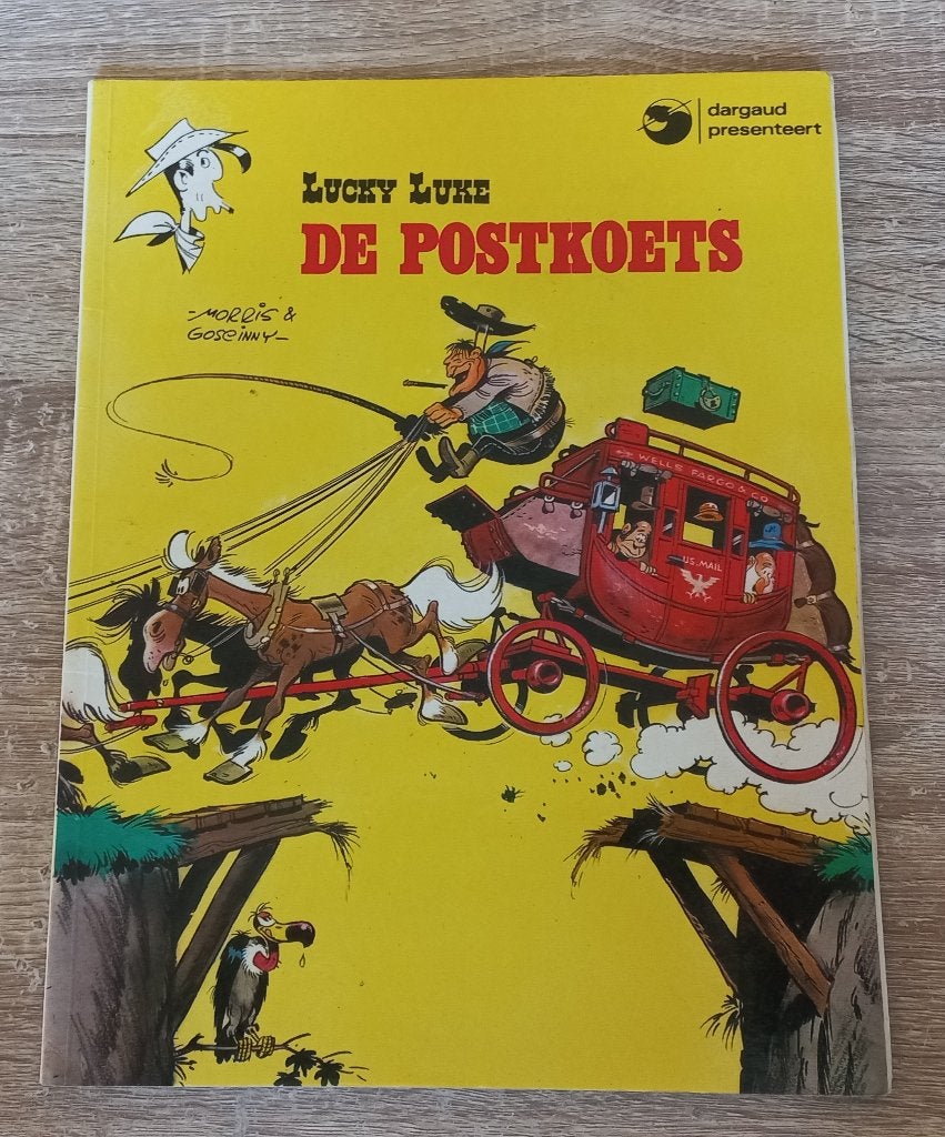 Lucky Luke de postkoets (1983), Gelezen, Eén stripboek, Ophalen of Verzenden, Morris & Goscinny