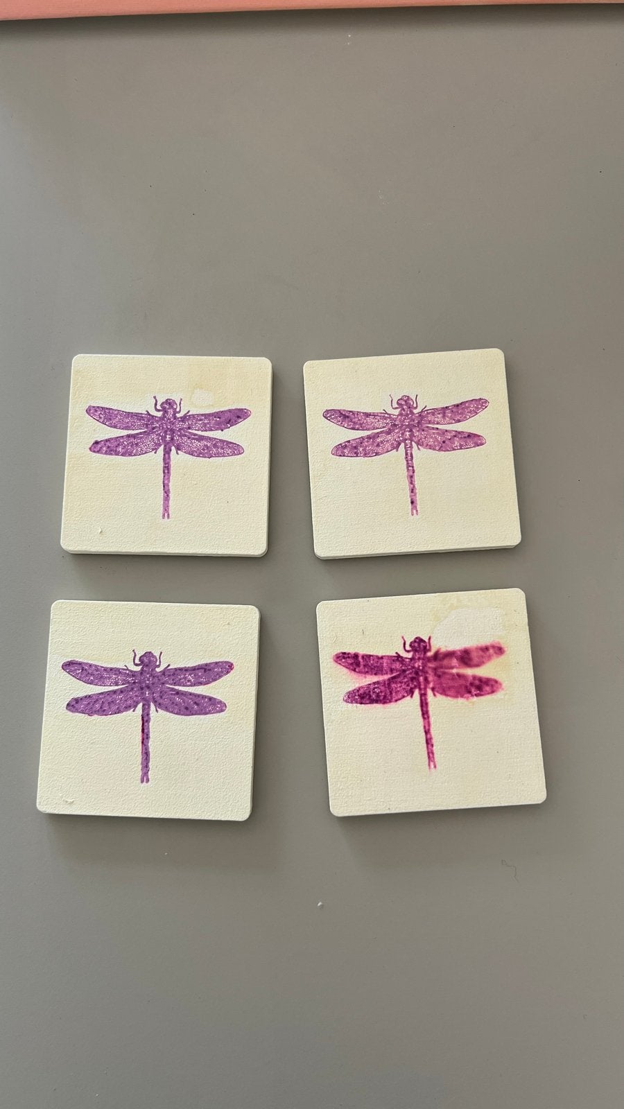 Set van 4 onderzetters met libelle-design, Ophalen, Gebruikt, Glasonderzetter, Meerkleurig