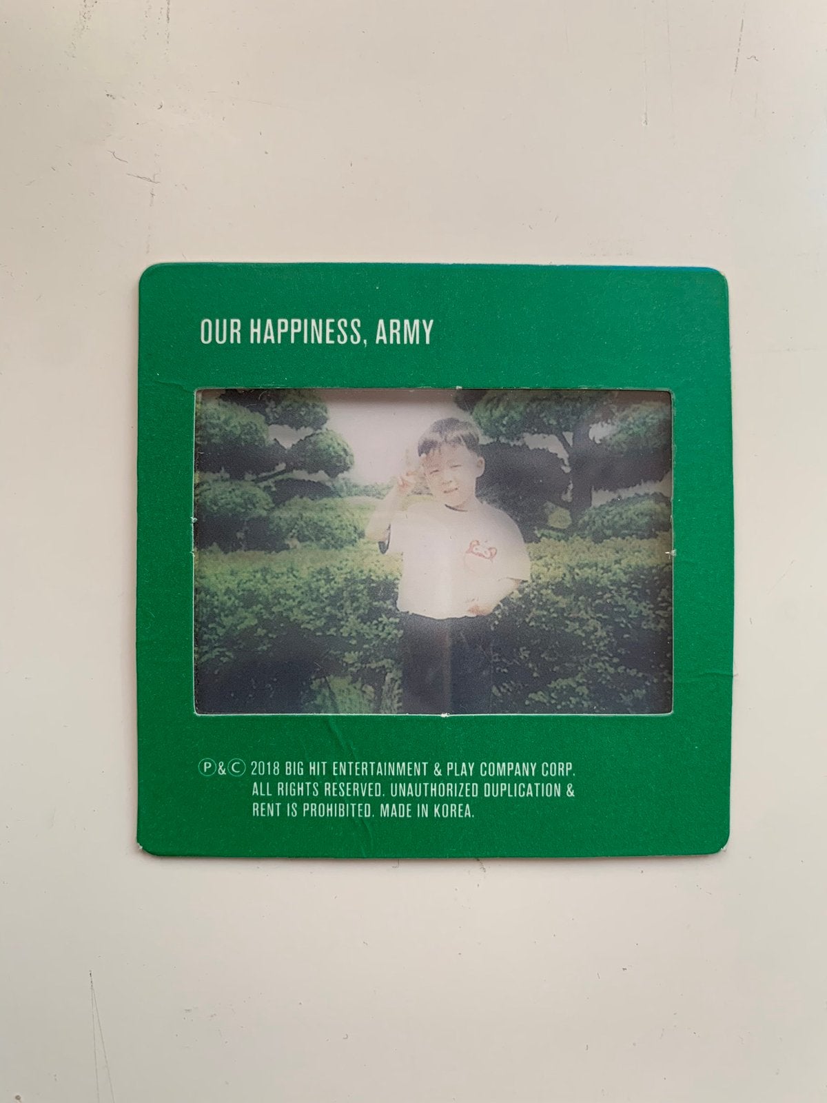BTS Jimin baby photocad Seasons greetings 2018, Ophalen of Verzenden, Zo goed als nieuw, Foto of Kaart