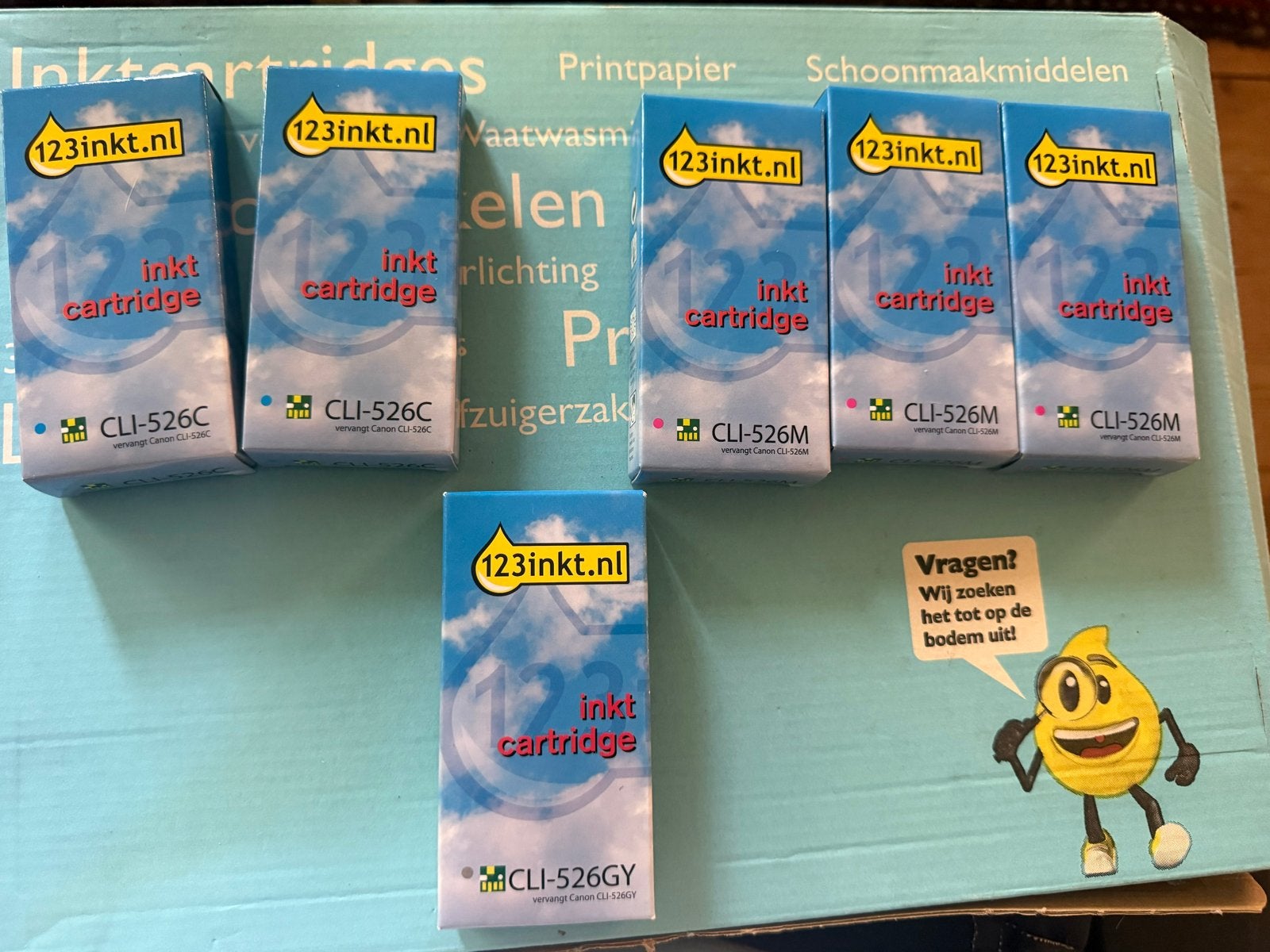 6 Nieuwe 123inkt CLI-526 Inktcartridges (incl. chip), Computers en Software, Printerbenodigdheden, Ophalen of Verzenden, Nieuw