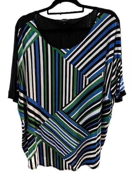 Claudia Strater oversized top zwart blauw groen wit 44-46, Maat 46/48 (XL) of groter, Zo goed als nieuw, Korte mouw, Claudia Strater
