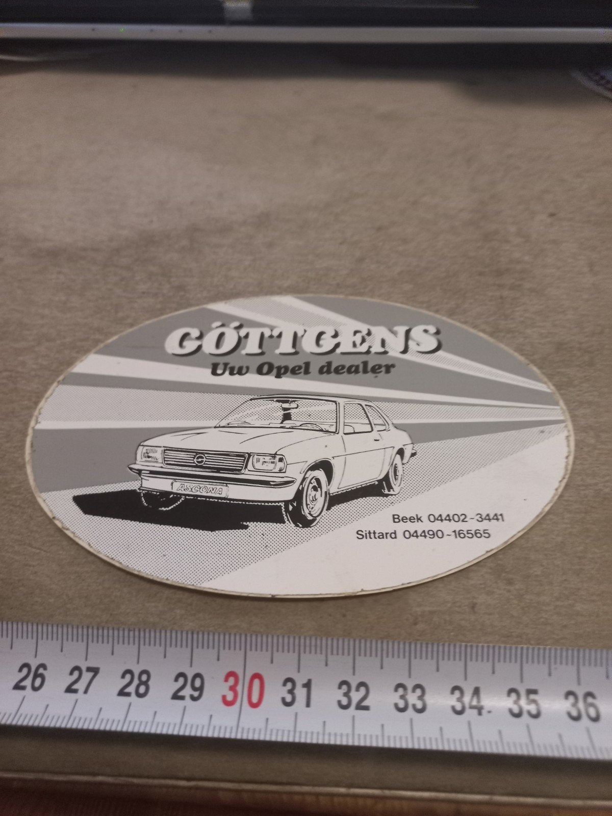 Vintage Opel Ascona dealer sticker - Göttgens, Ophalen of Verzenden, Gebruikt