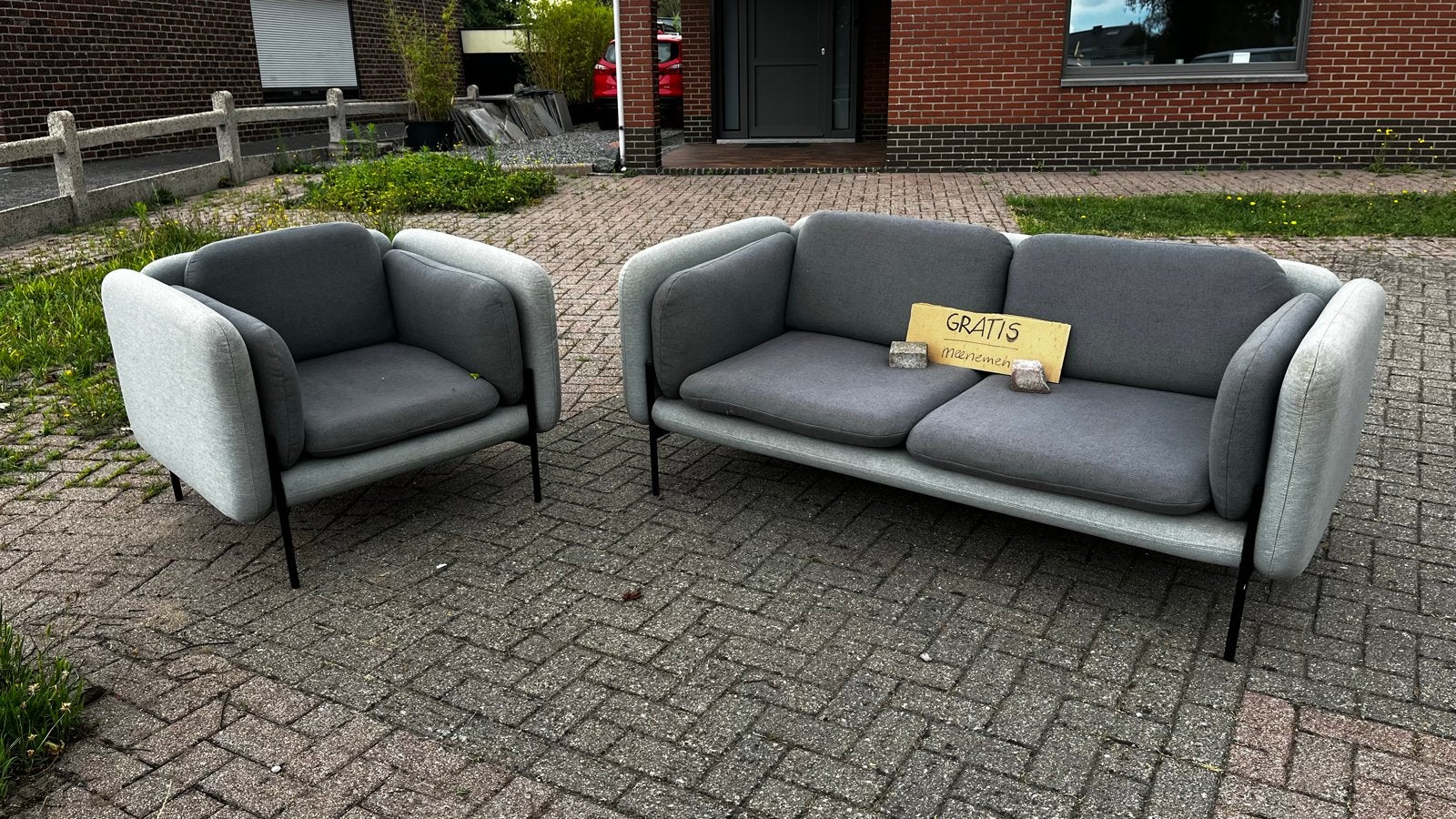 Moderne 2-zitsbank en fauteuil - Gratis af te halen, Ophalen, Gebruikt, 150 tot 200 cm, Tweepersoons