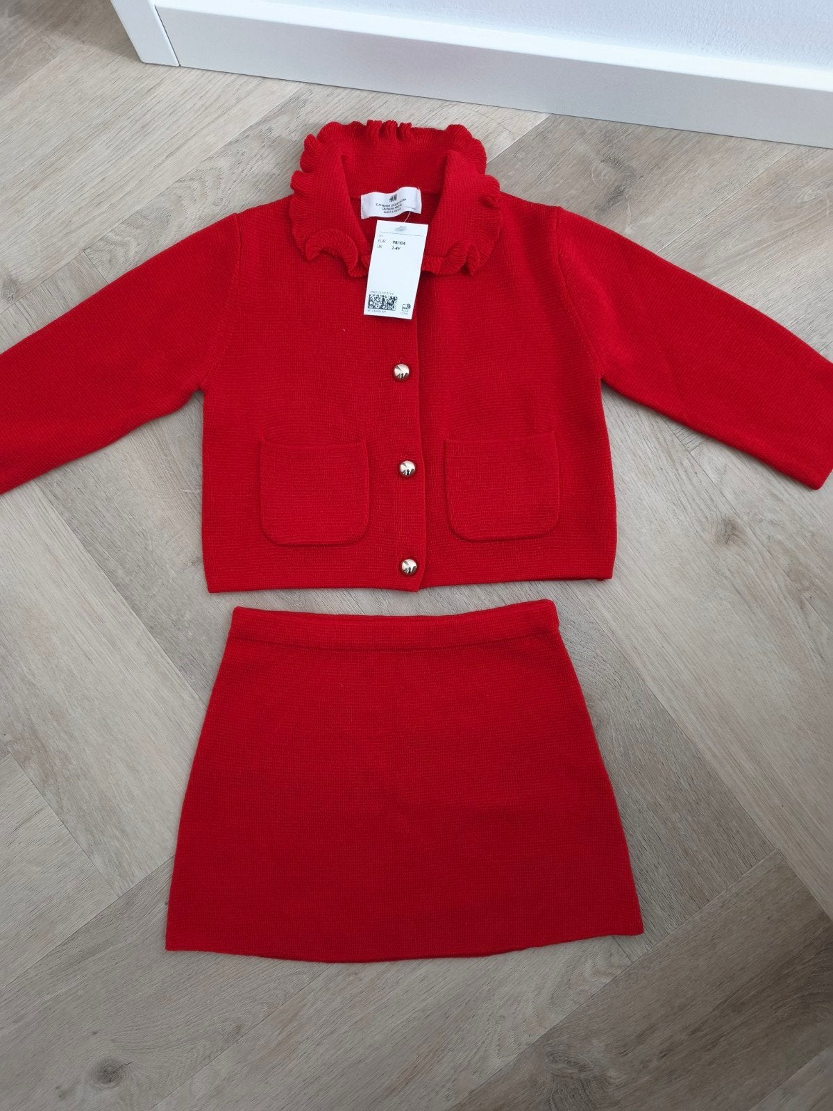H&M Rode Gebreide Set: Vestje en Rokje voor Meisjes, Ophalen of Verzenden, Nieuw, H&M, Meisje