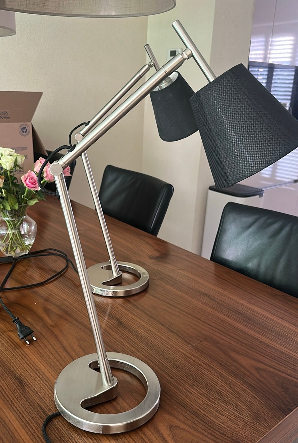 Z.G.A.N Modern  tafellamp/ bureaulamp  set met zwarte kap, Huis en Inrichting, Lampen | Tafellampen, Ophalen of Verzenden, Zo goed als nieuw