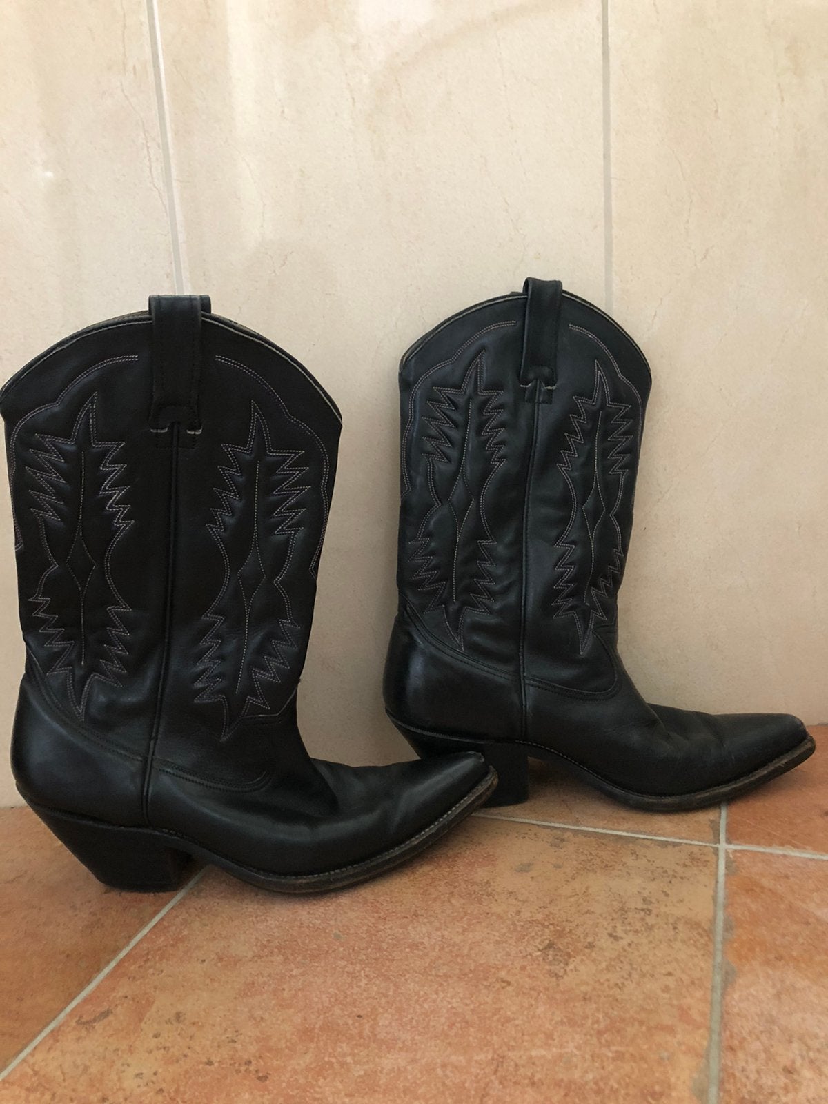 Zwarte cowboylaarzen, Hoge laarzen, Zwart, Ophalen of Verzenden, Gedragen