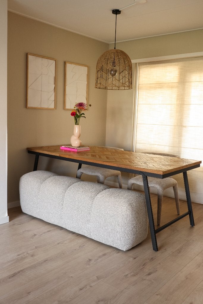 Eettafel hout met eetkamerbank, Ophalen, 200 cm of meer, 50 tot 100 cm, Zo goed als nieuw