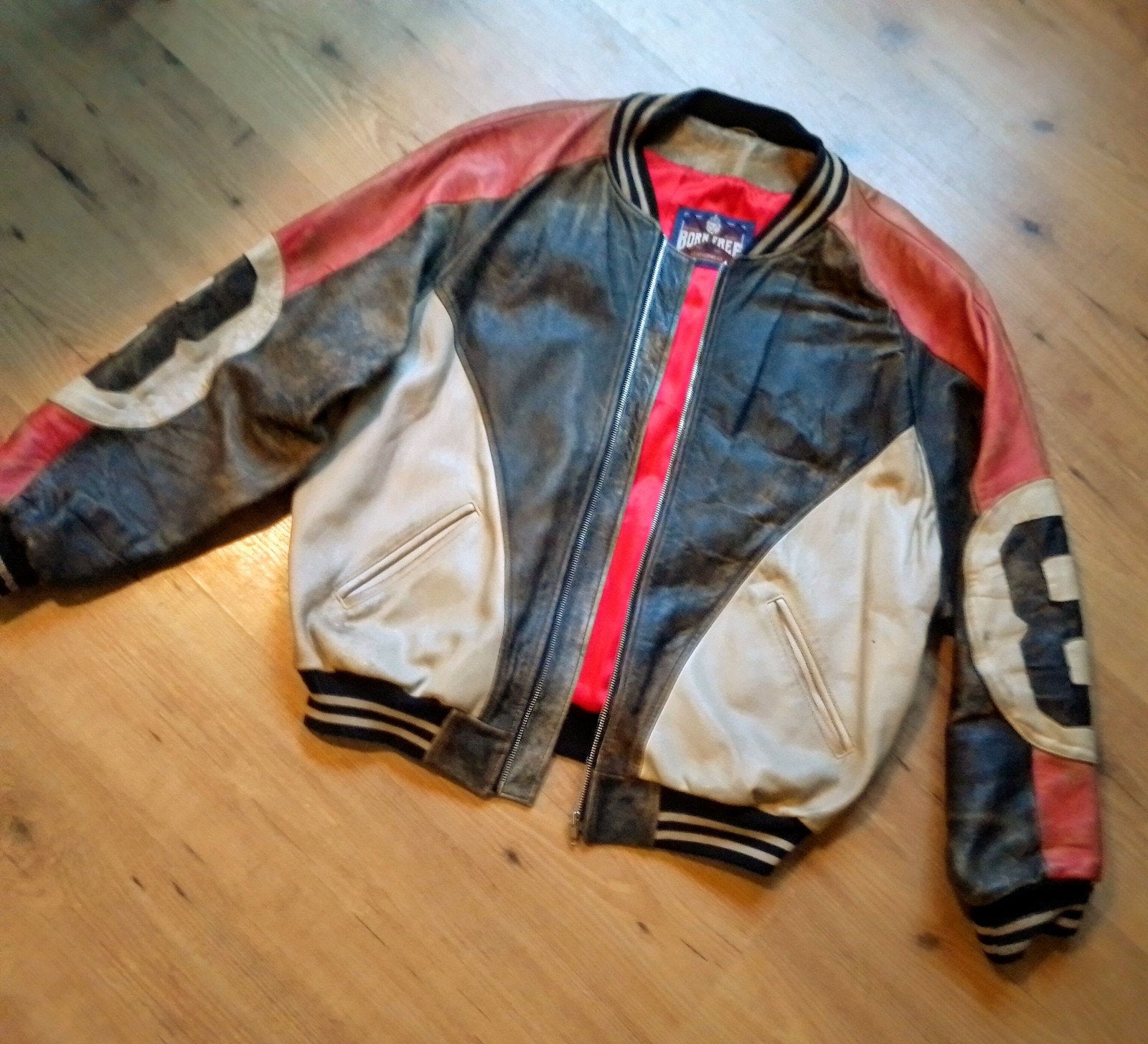 Supergaaf vintage leren USA Baseball jack!, Kleding | Heren, Ophalen of Verzenden, Maat 56/58 (XL), Meerkleurig, Born Free