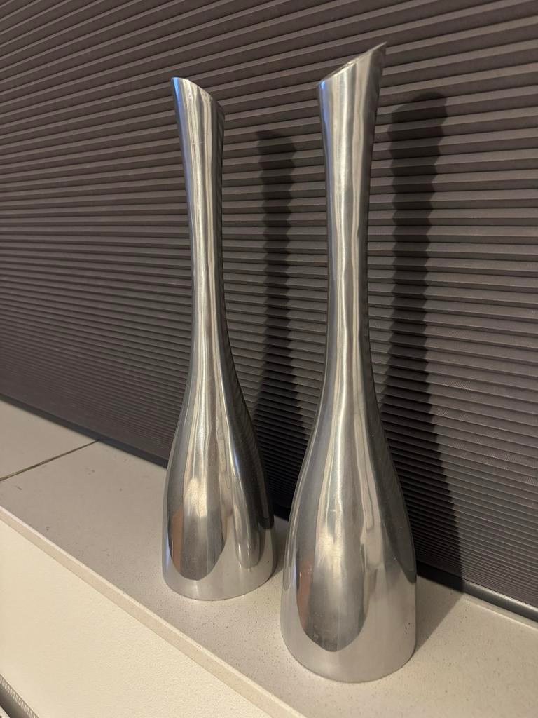 Set van 2 Stalen Rozen Vazen - 40 cm Hoog, Ophalen, Overige materialen, Overige kleuren, Zo goed als nieuw